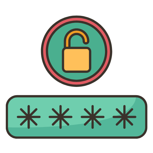 illustration of a padlock and asterisks for passwords