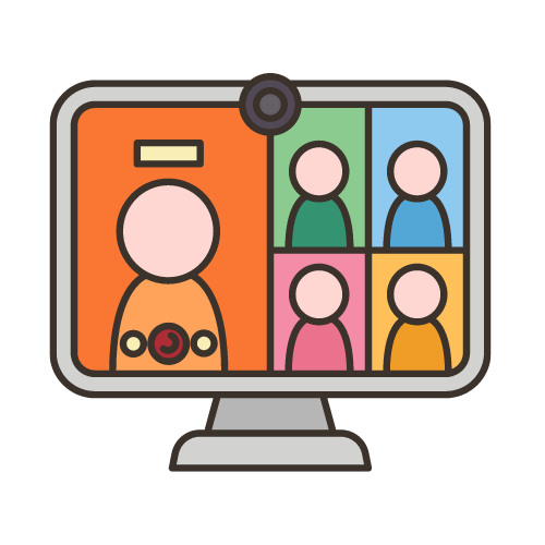illustration of a team video call