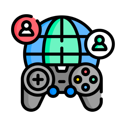 Illustration of using gaming online to connect individuals to the world